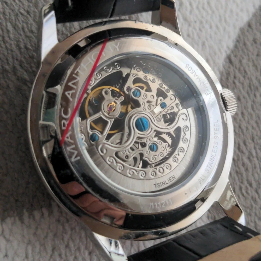 Marc Anthony FMDMA505 Men's Black & Silver Tone Skeleton Automatic Analog Watch
